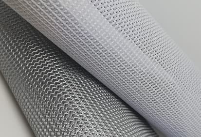 SPECTRA CHROM metallic solar screen — actual fabric (Light Gray)